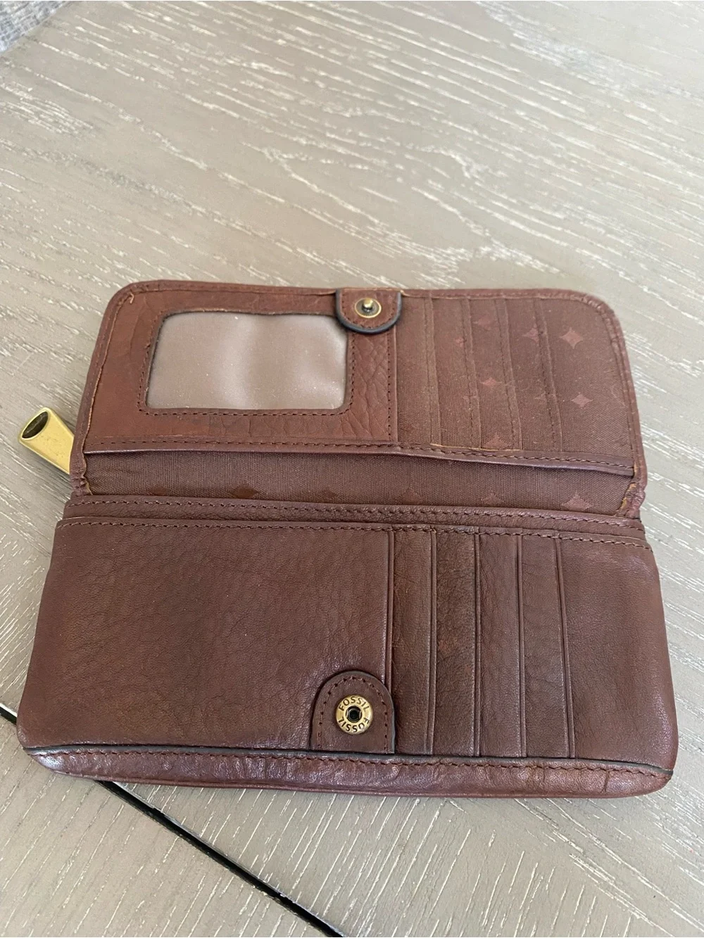 Fossil Explorer Flap Clutch Leather Wallet Espresso Brown Organizer 2 Zip SL3246